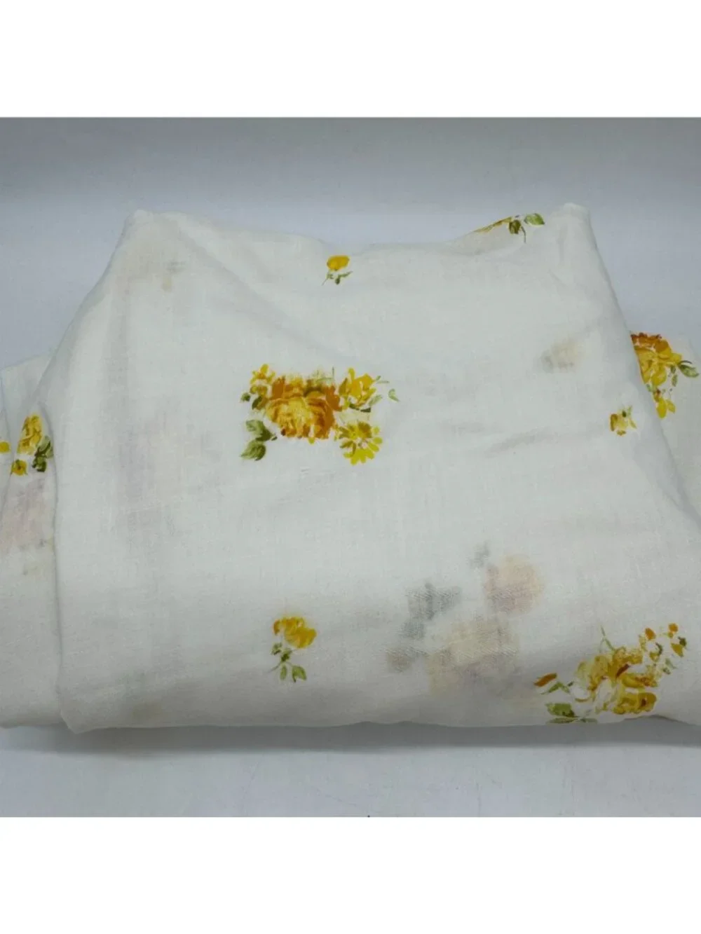 Vintage JCPenney Double Sheets Set Yellow Floral Embroidered Trim